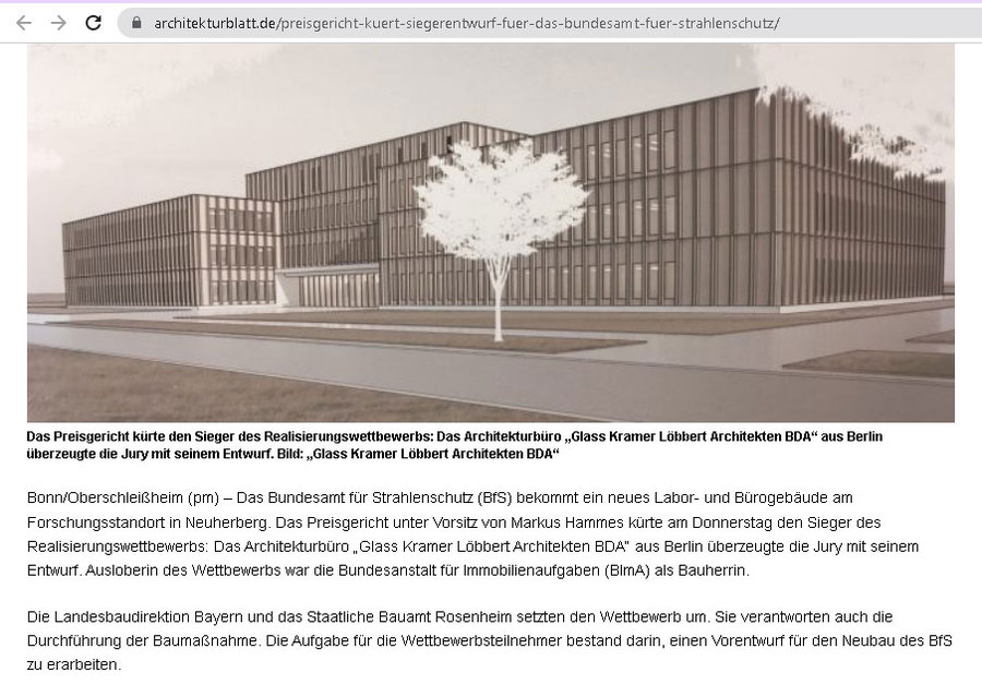 Neubau in Holz-Beton-Hybridbauweise für Bundesamt für Strahlenschutz Oberschleissheim bei München