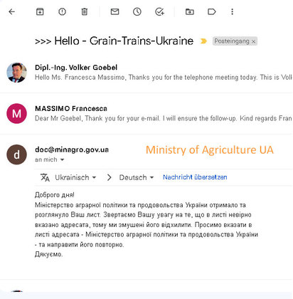 Letter from Ministry of agriculture UA