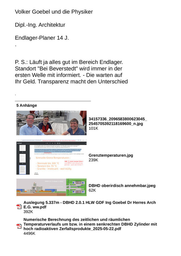 >>> Willkommens-Brief mit Glückwünschen an den neuen Vorsitzenden des Umwelt-Ausschusses Herr Lorenz Beutin MdB - Fokus auf die notw. Konkretisierung des StandAG bei den Grenz-Temperaturen - MfG Ing. VG