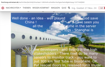 Maglev Train China - Zug in Unterdruck-Röhre