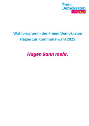 FDP Hagen Wahlprogramm Kommunalwahl 2025