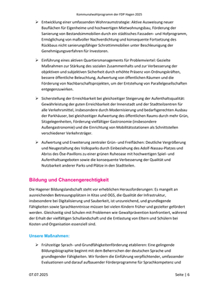 FDP Hagen Wahlprogramm Kommunalwahl 2025