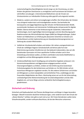 FDP Hagen Wahlprogramm Kommunalwahl 2025