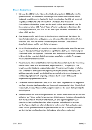 FDP Hagen Wahlprogramm Kommunalwahl 2025
