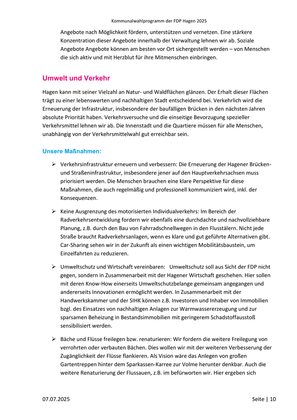 FDP Hagen Wahlprogramm Kommunalwahl 2025