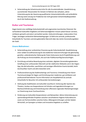 FDP Hagen Wahlprogramm Kommunalwahl 2025