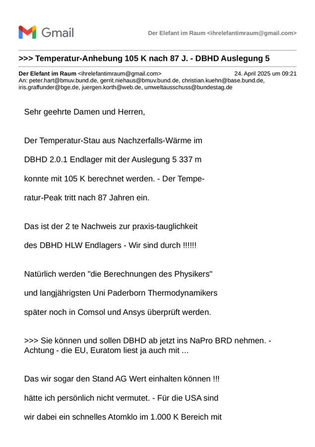 Brief Übernahme DBHD ins Nationale Entsorgungs-Programm BRD - im August an EU zu liefern