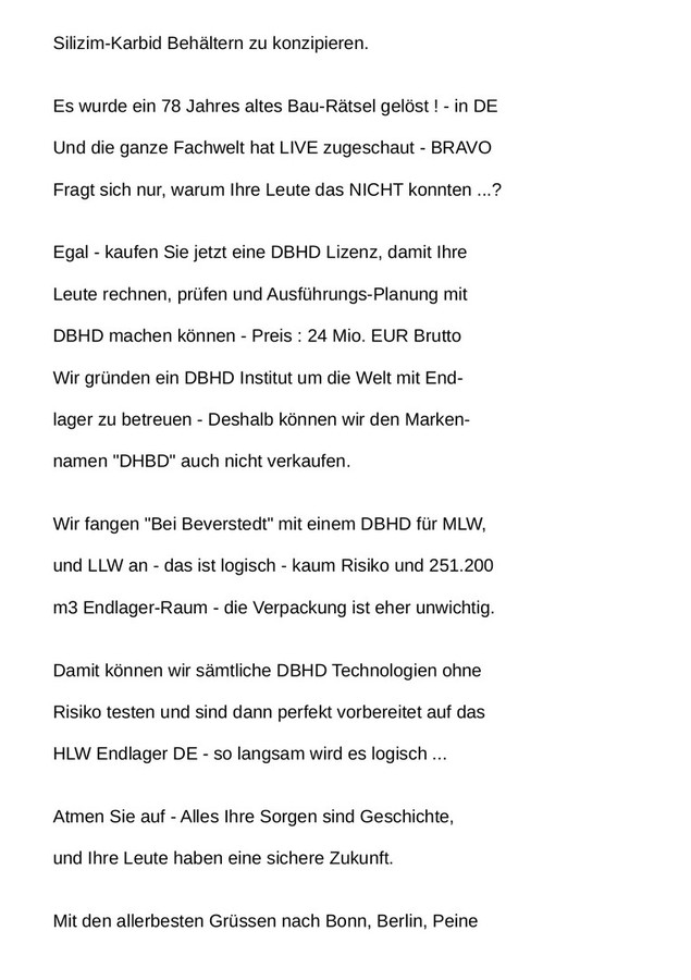 Brief Übernahme DBHD ins Nationale Entsorgungs-Programm BRD - im August an EU zu liefern