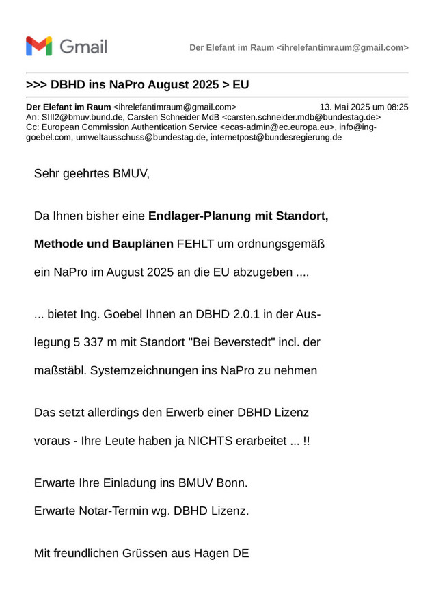 Brief Nationales Entsorgungsprogramm August 2025 BRD EU Richtlinie 2011/70/Euroaton