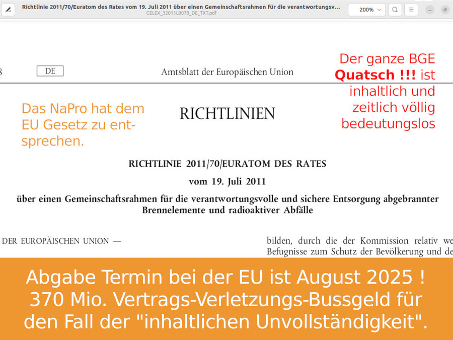 Hinweise an BMUV Bonn wg. NaPro 2025 - Bezug EU Gesetz 2011/70/Euroatom