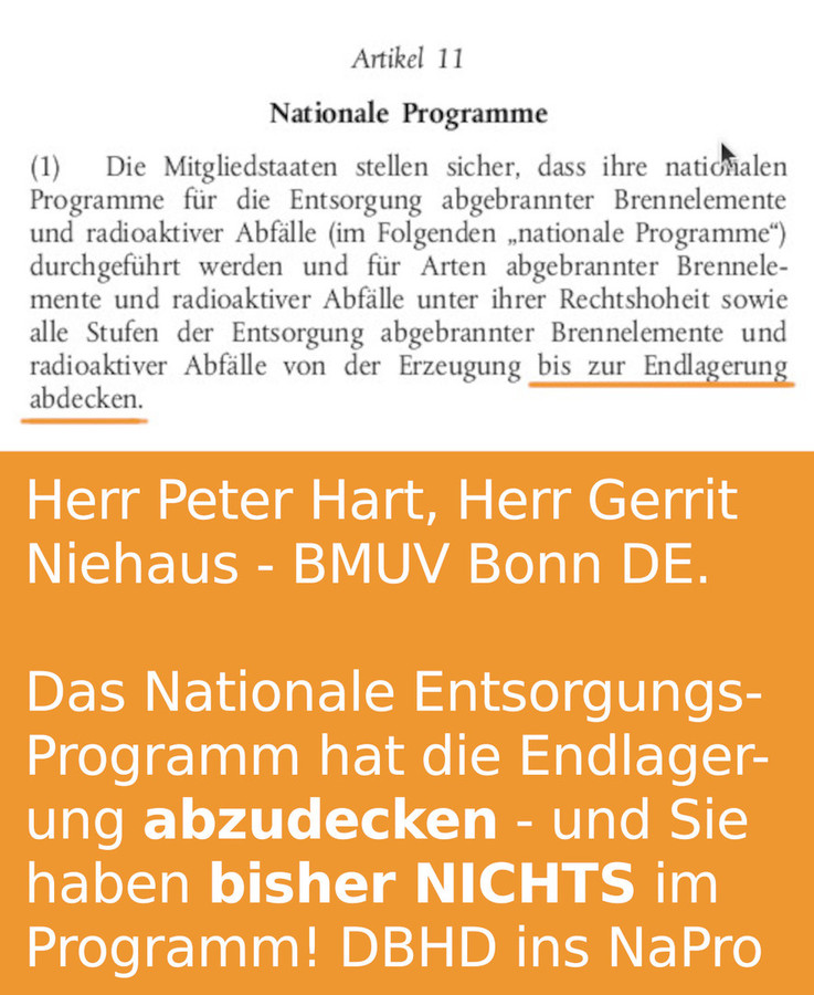 Hinweise an BMUV Bonn wg. NaPro 2025 - Bezug EU Gesetz 2011/70/Euroatom