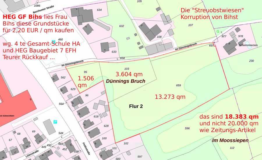 zu überprüfende Flurstücke HEG Baugebiete - Käufer - Preis - Datum - Abgleich mit Personal-Listen der Behörden und HEG Verlusten