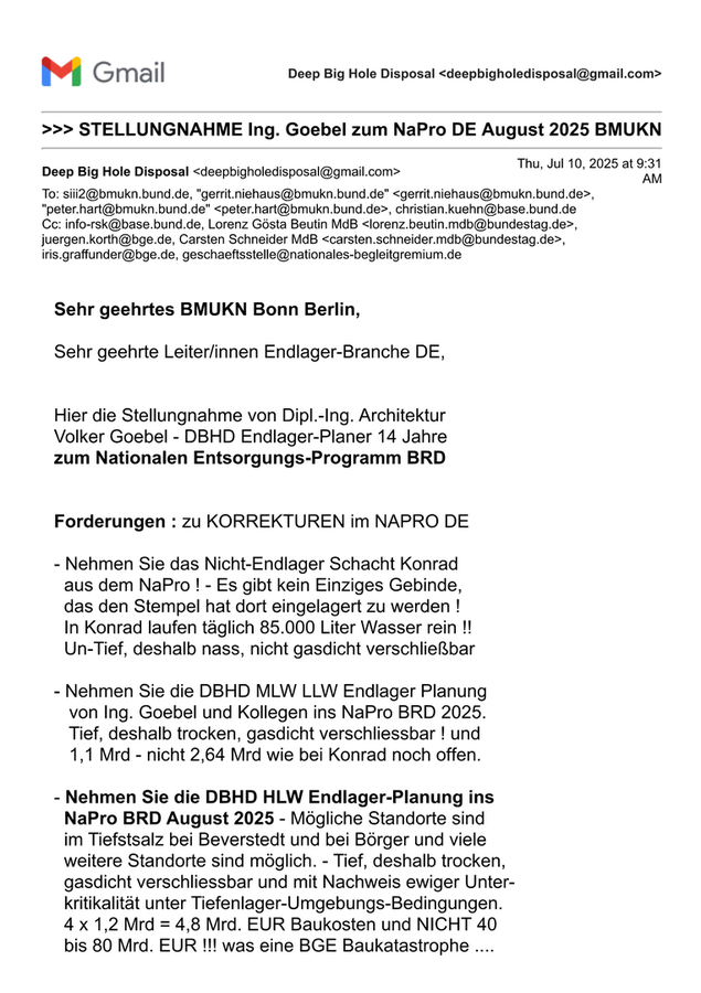 >>> STELLUNGNAHME Ing. Goebel zum NaPro DE August 2025 BMUKN