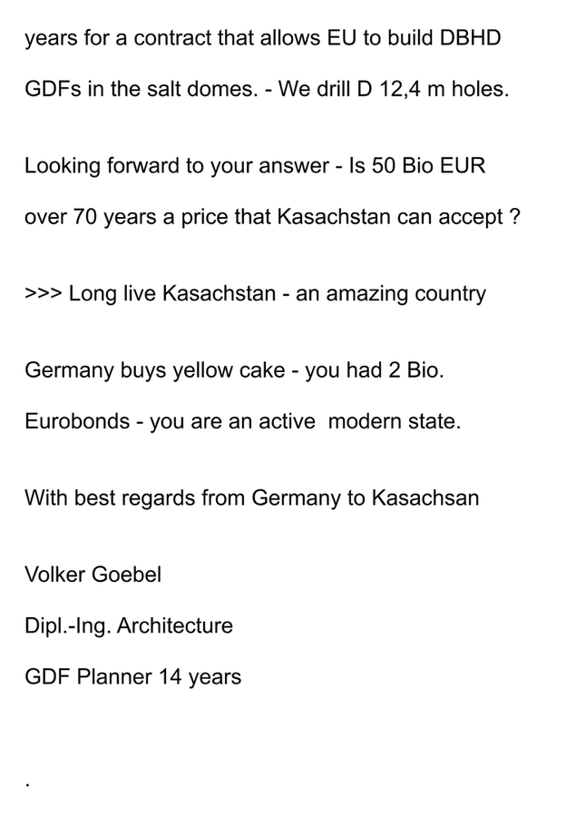 DBHD asks Kasachstan for land to build EU geological disposal facilities