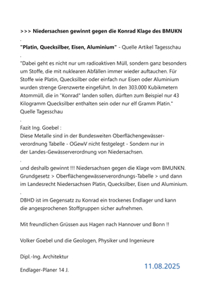 BMUKN will absaufenden Schacht Konrad gegen jede Vernunft und besseres Wissen durchsetzen - STOP