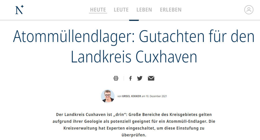 Atommüll Endlager bei Beverstedt Kreis Cuxhaven wird geprüft