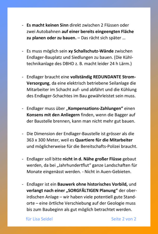 Planungswissenschaftliche Abwägungs-Kriterien Stand AG