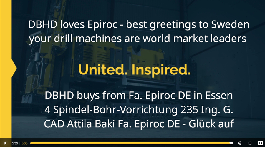 >>> Bilder aus dem Walk-Around Explorac 235 Film - bisschen heller und mit Kommentaren wie die Anpassung der Bohr-Technik für DHBD erfolgen soll - Hinweise für den CAD Planer von Fa. Epiroc in Essen ...