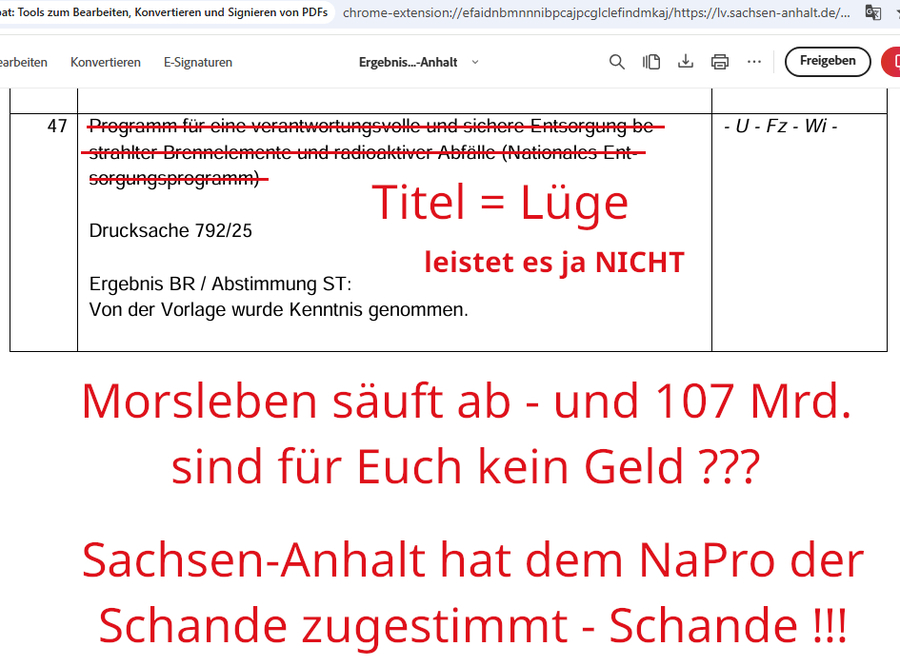 Sachsen-Anhalt nimmt NaPro der Schande an - DBHD will Eure 100 Biblis Castoren jetzt nicht mehr