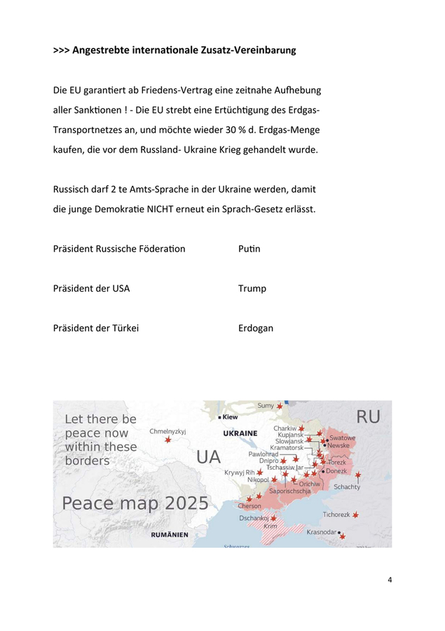 Entwurf : Friedens-Vertrags-Vorschlag Deutsch - Russland-Ukraine Krieg. Die vorliegende Version 5 vom 10.02.2026 enthält jetzt Donbas Regelung. Es sind die Unterschriften die zählen. 