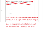 >>> Saarländer zu sein ist das höchste was ein Mensch erreichen kann ?  Eure Zustimmung zum NICHT-Programm des BMUKN wurde notiert ...  107 Mrd. EUR sind Euch egal ? Na ja, Ihr hattet ja keine Kernenergieanlagen.