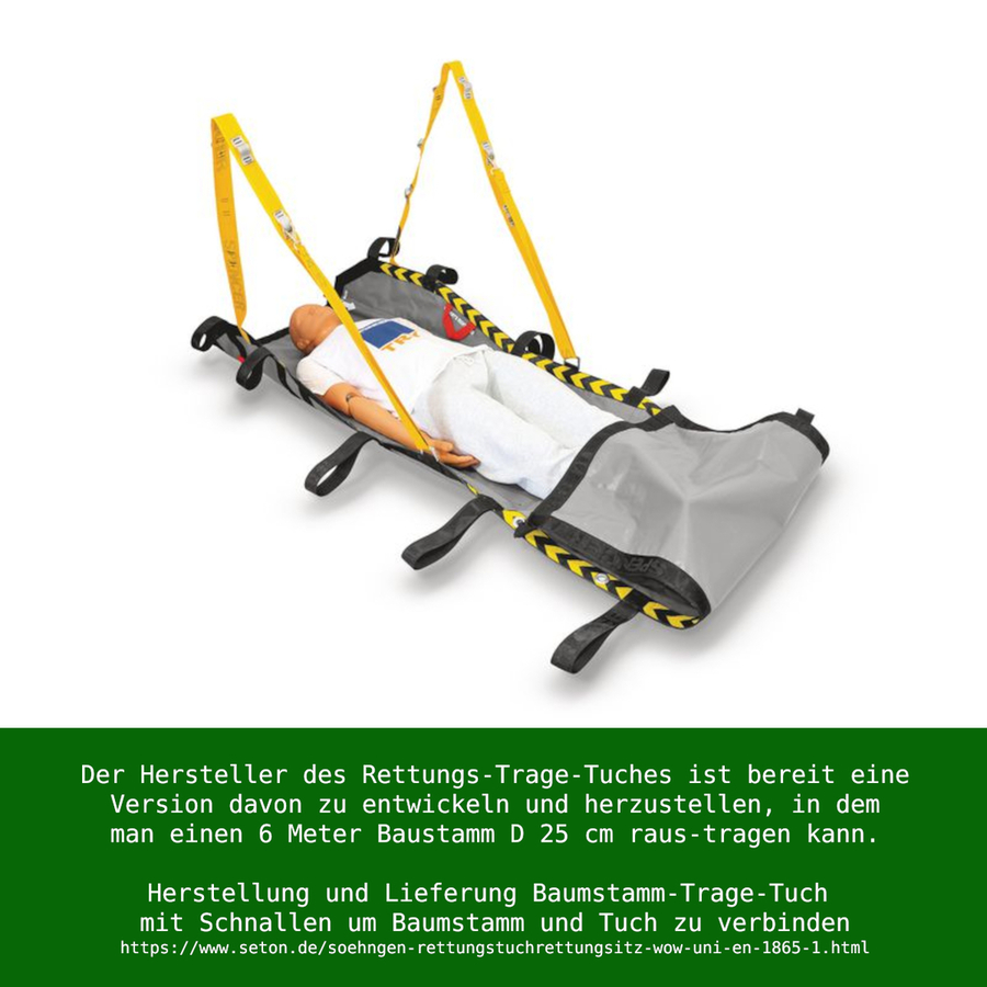 In Hagen tragen Bürgereld Empfänger Holzstämme mit einem Rettungstuch aus dem Wald