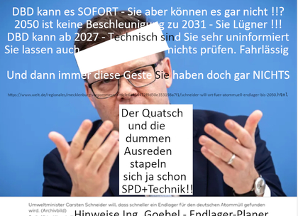 Ein Umwelt-Ministerium in SPD Hand ist technisch einfach nicht in der Lage dem EU Gesetz zu genügen - Mangel an Fähigkeiten