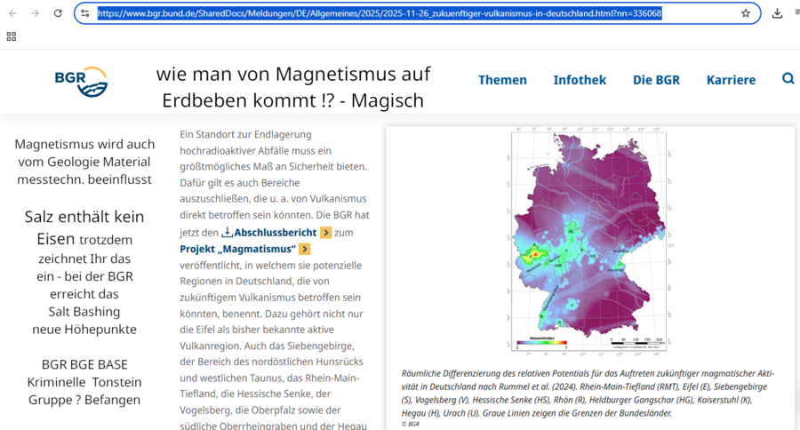 BGR Magnetik-Karte als Erdbeben-Prognose - na ja - Die DBHD Standorte sind Erdbeben-Sicherst
