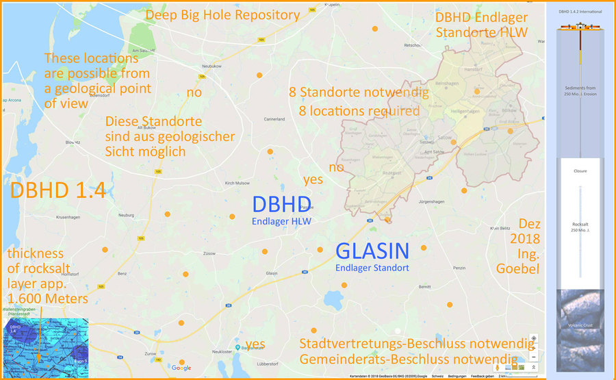 DBHD Endlager Standorte Deutschland in einer Strassenkarte