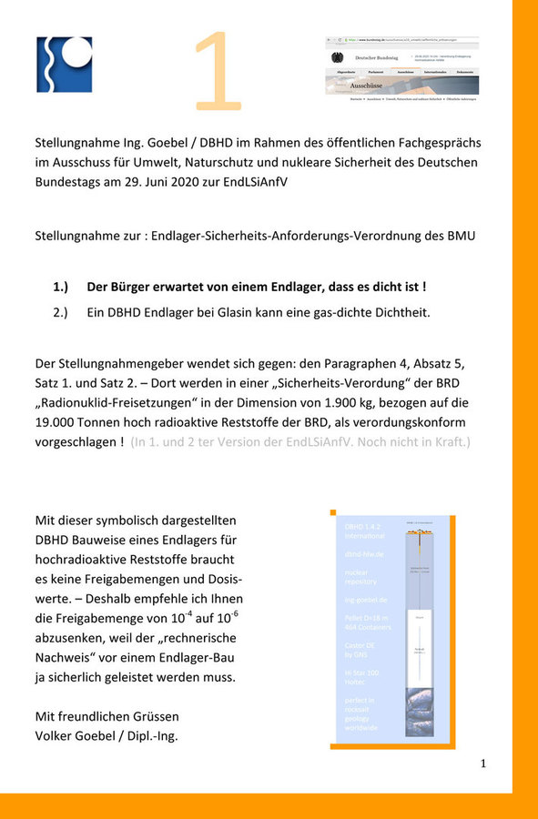 Offizielle Stellungnahme Ing. Goebel zur EndLSiAnfVerordnung