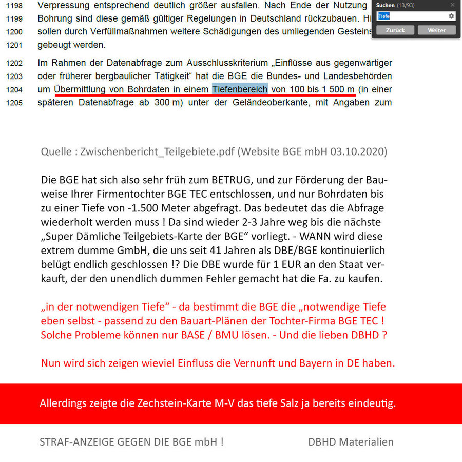 >>> STRAF-ANZEIGE gegen die BGE mbH - wegen massivem Verstoß gegen das Standort-Auswahl-Gesetz - § 266 StGB - #Strafanzeige #BGE #PflichtVerletzung #Untreue #ProfitGier #Teilgebiete #Unvollständig