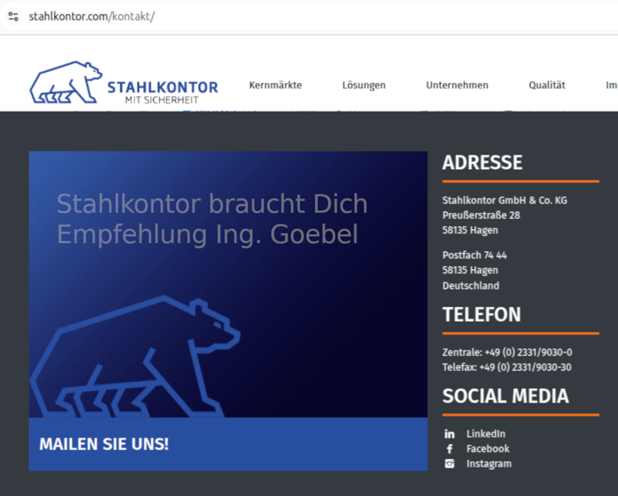 Stahlkontor Hagen - schneidet bis 13,0 m Stahl 16 mm mit allseitiger Fase