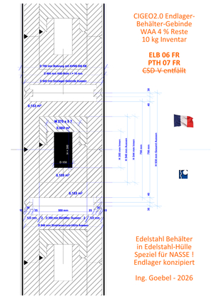 Cigeo 2.0 Endlager-Behälter-Gebinde - für nasse HLW Glas Endlager 10 kg