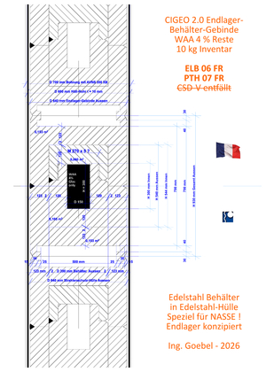 Cigeo 2.0 Endlager-Behälter-Gebinde - für nasse HLW Glas Endlager 10 kg